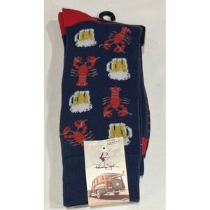 New 2 Pair Panama Jack Men's Novelty Socks Lobster Beer‎ Mugs Shoe Size 8-12